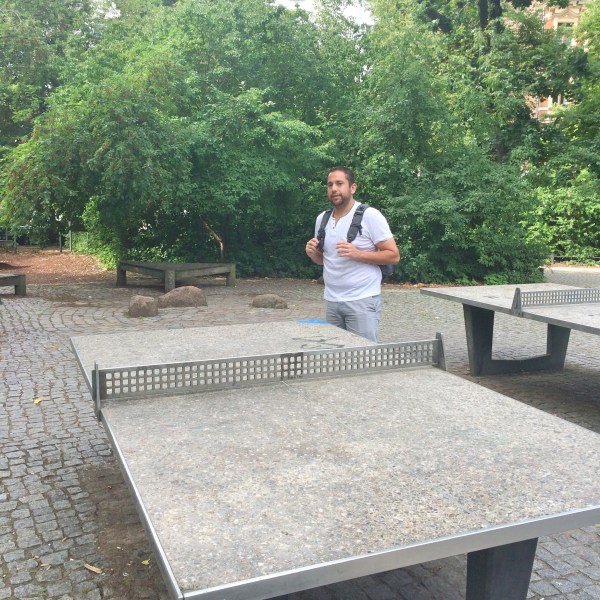 Matt found his happy place- a pong table.  He also took notes on how to make his own concrete table...ugh