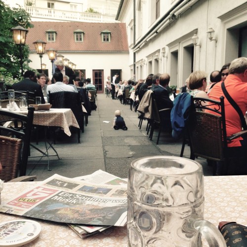 Don't worry about the baby crawling through the beer house....on the second story with stairs and open railing...
