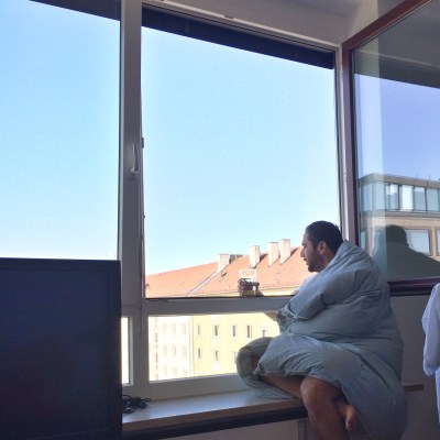 Pregaming with some OJ (#4 in the Matt Sits in European Windows series)