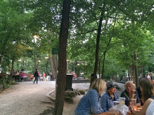These Germans have it figured out- playground in the middle of the biergarten.