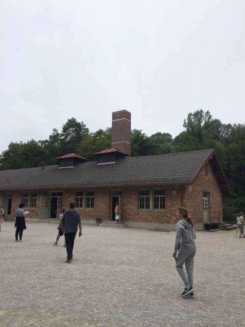 crematorium building- while mass killings were not conducted at Dachau, they still had to control the massive amounts of dying prisoners, along with those being 